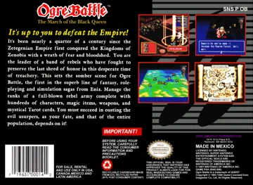 Ogre Battle - The March of the Black Queen (USA) box cover back